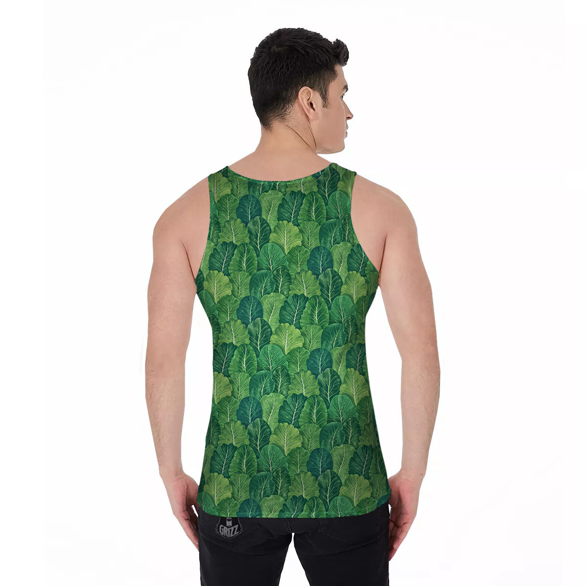 Cabbage Leaf Green Print Men's Tank Top-grizzshop