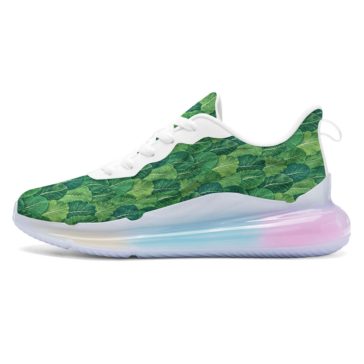 Cabbage Leaf Green Print Running Sneakers-grizzshop