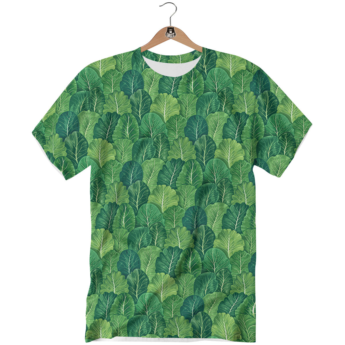 Cabbage Leaf Green Print T-Shirt-grizzshop