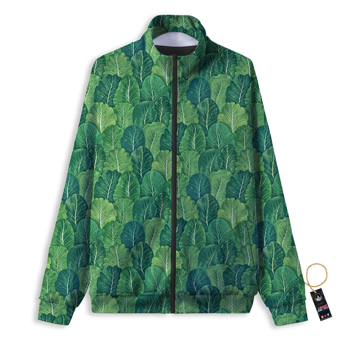 Cabbage Leaf Green Print Track Jacket-grizzshop