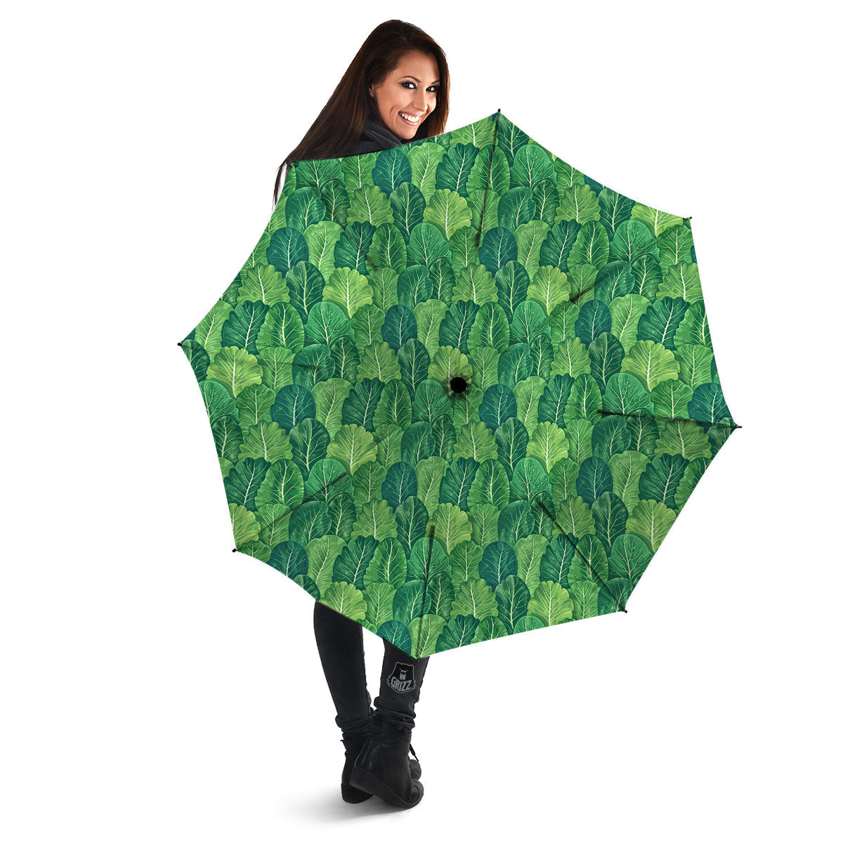 Cabbage Leaf Green Print Umbrella-grizzshop