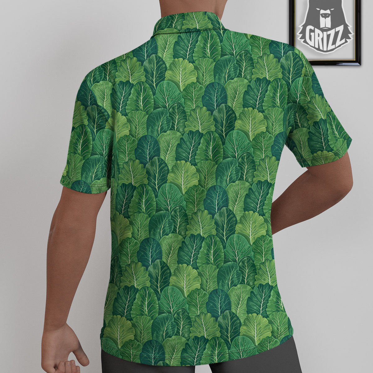 Cabbage Leaf Green Print Untucked Shirts-grizzshop