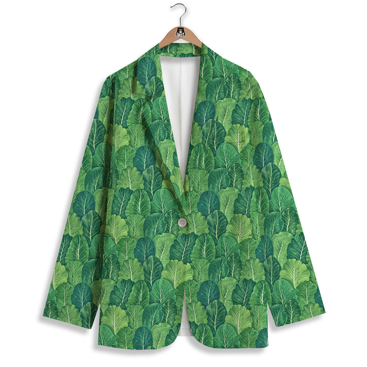 Cabbage Leaf Green Print Women's Blazer-grizzshop