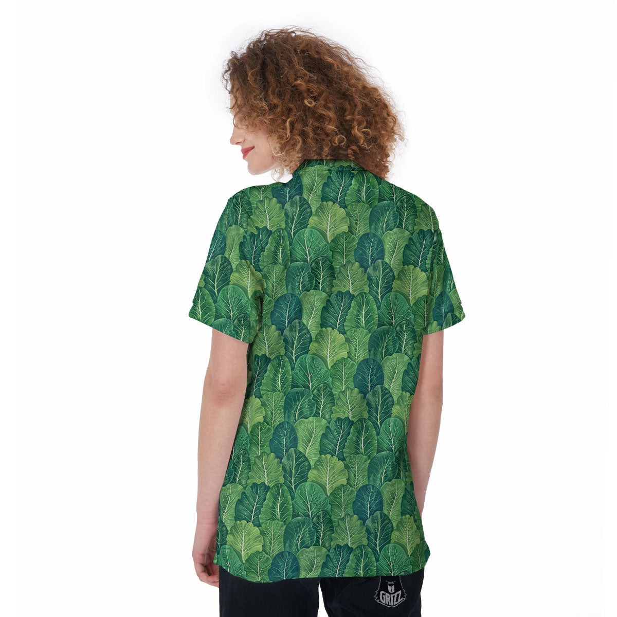 Cabbage Leaf Green Print Women's Golf Shirts-grizzshop