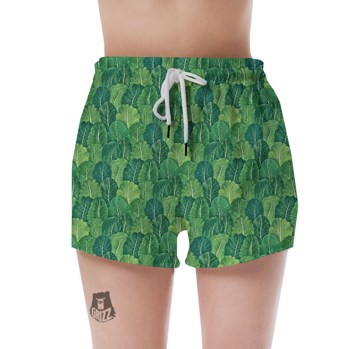 Cabbage Leaf Green Print Women's Shorts-grizzshop