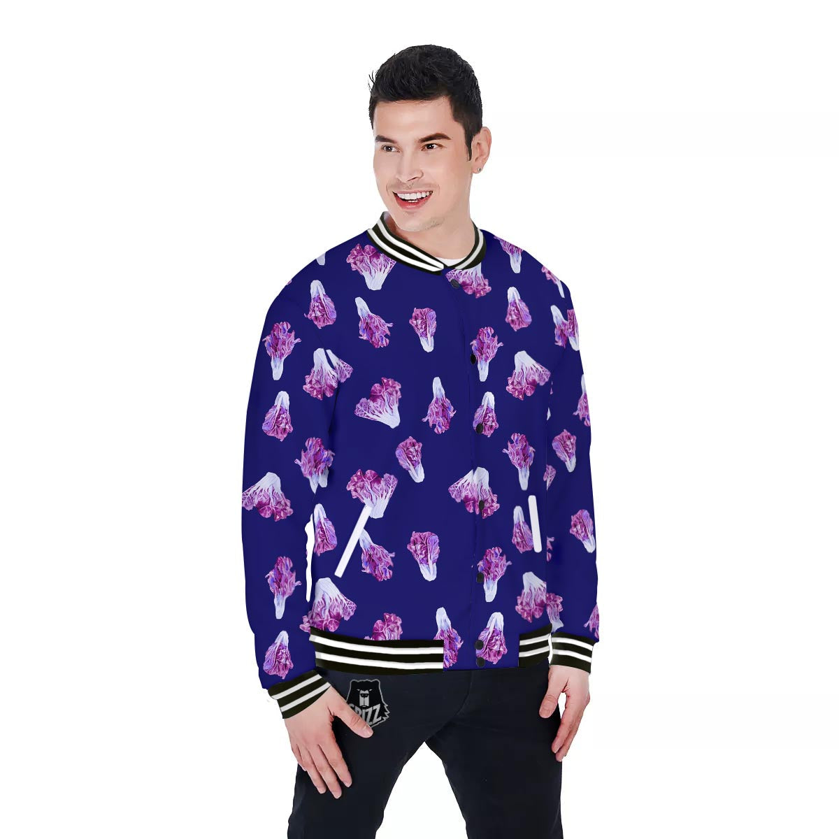 Cabbage Leaves Purple Print Pattern Baseball Jacket-grizzshop