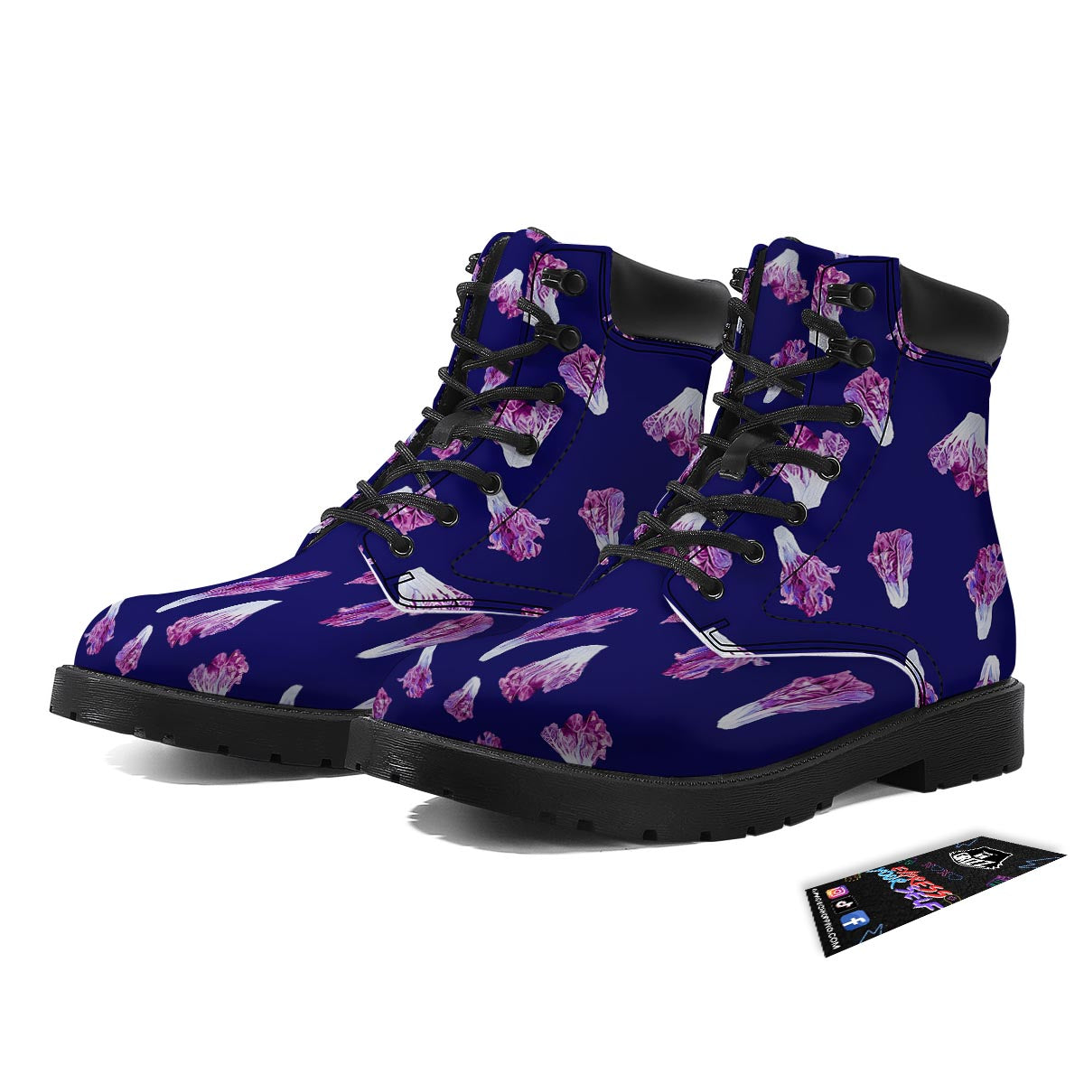 Cabbage Leaves Purple Print Pattern Boots-grizzshop