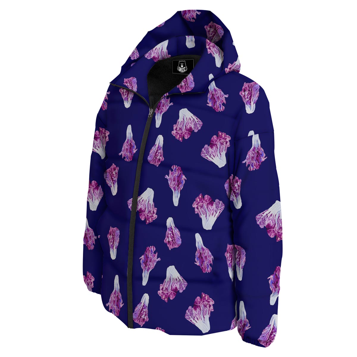 Cabbage Leaves Purple Print Pattern Down Jacket-grizzshop