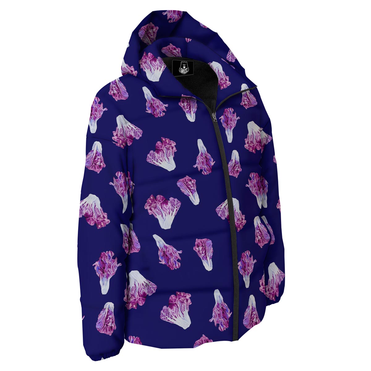 Cabbage Leaves Purple Print Pattern Down Jacket-grizzshop