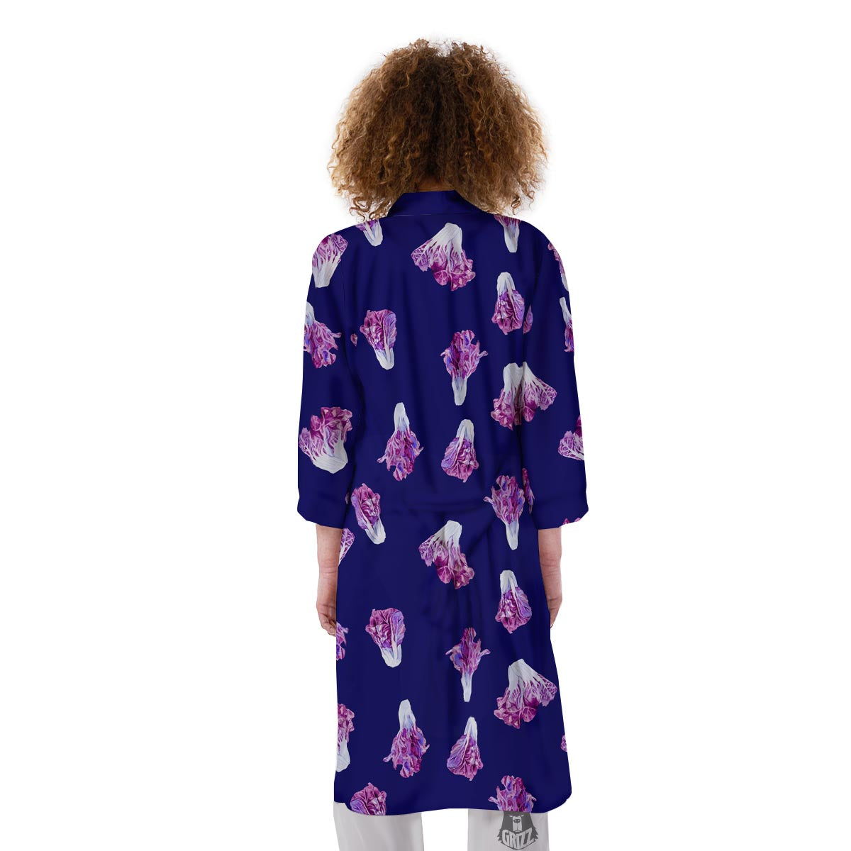 Cabbage Leaves Purple Print Pattern Kimono-grizzshop