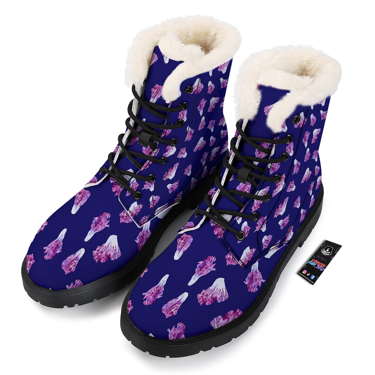 Cabbage Leaves Purple Print Pattern Winter Boots-grizzshop