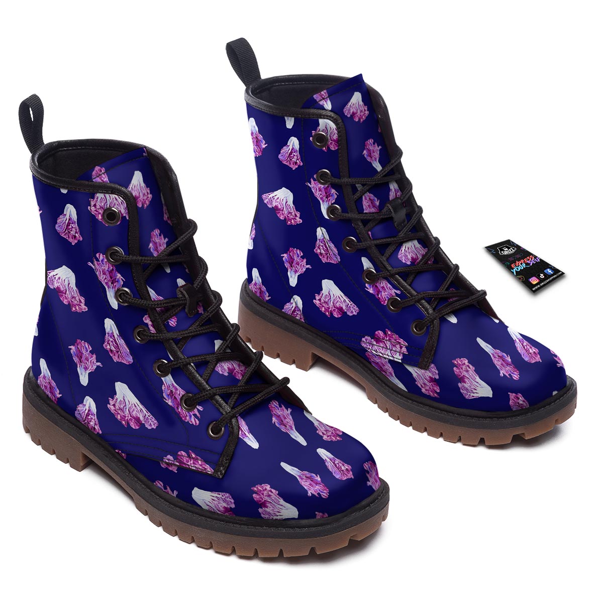 Cabbage Leaves Purple Print Pattern Work Boots-grizzshop