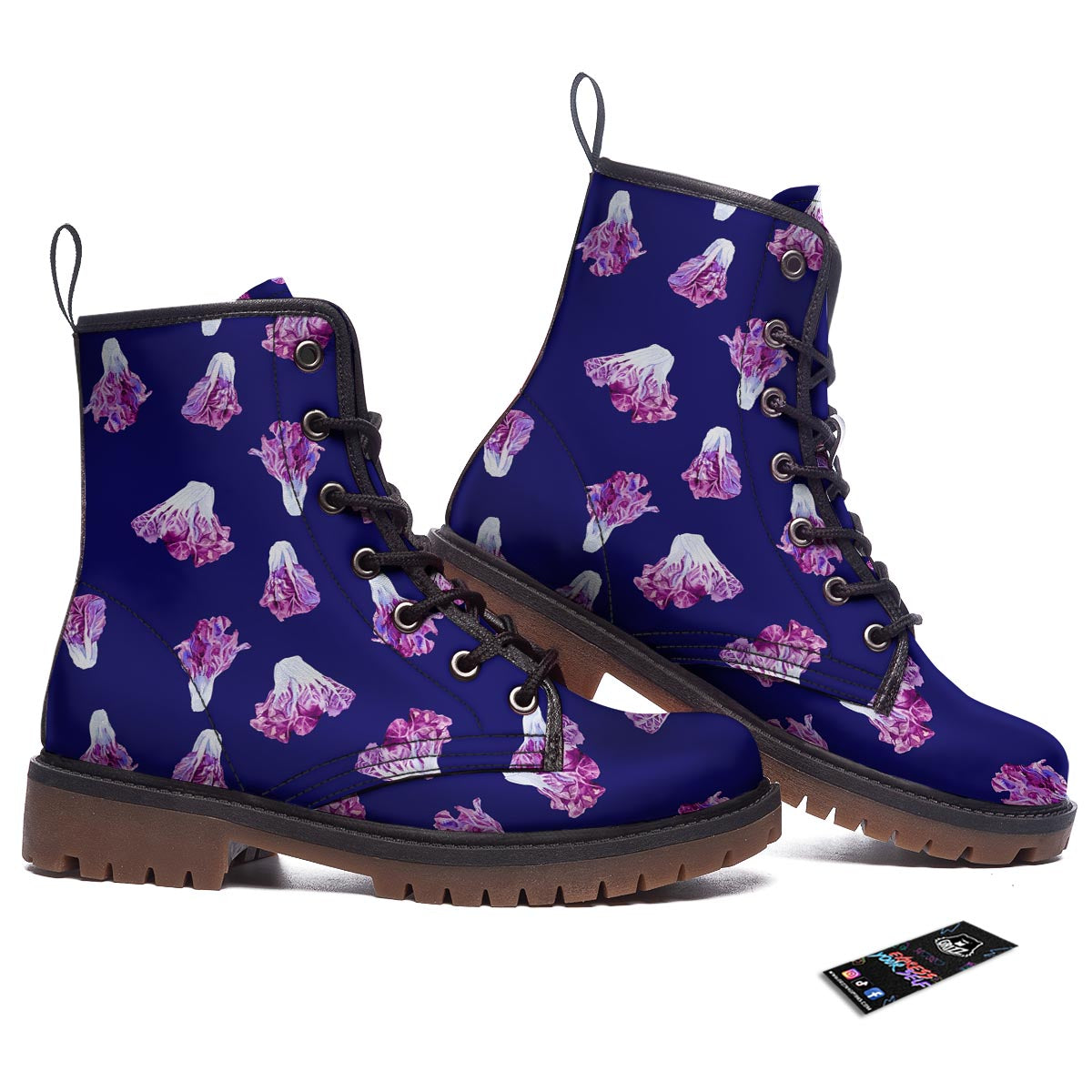 Cabbage Leaves Purple Print Pattern Work Boots-grizzshop