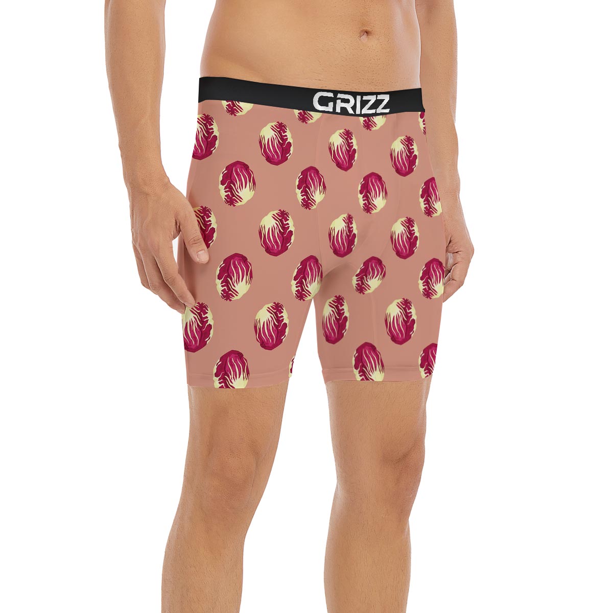 Cabbage Red Print Pattern Boxer Briefs-grizzshop