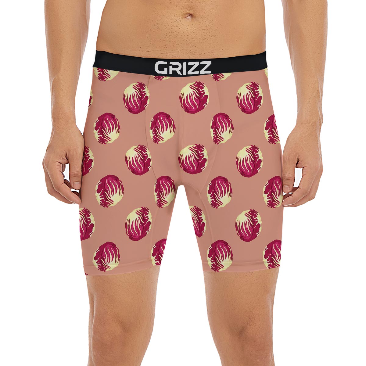 Cabbage Red Print Pattern Boxer Briefs-grizzshop
