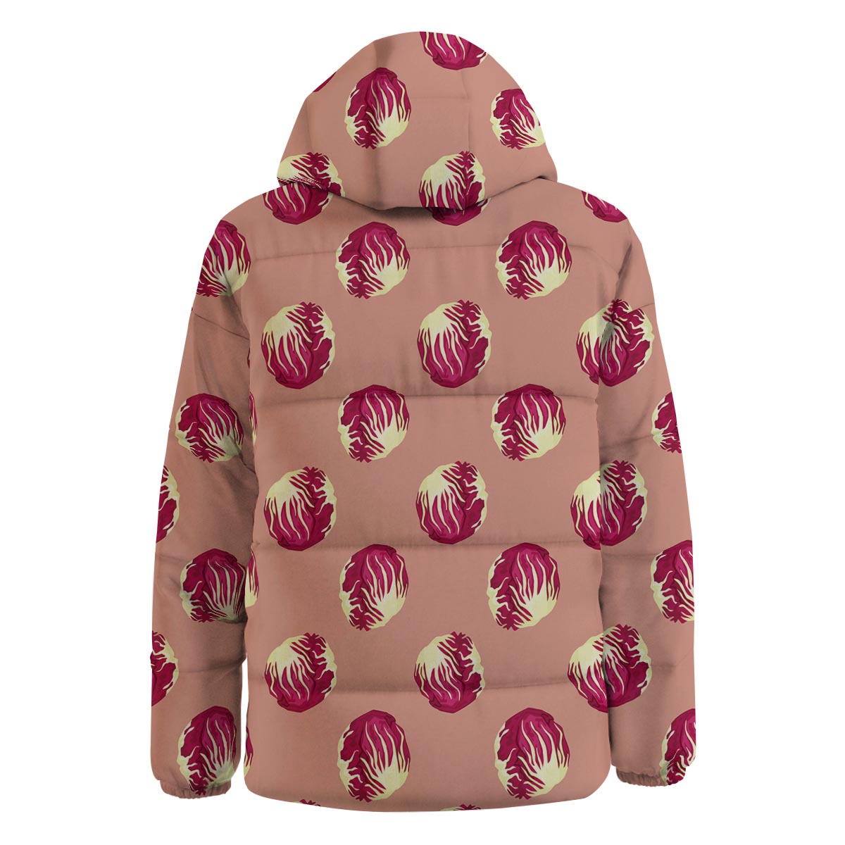 Cabbage Red Print Pattern Down Jacket-grizzshop