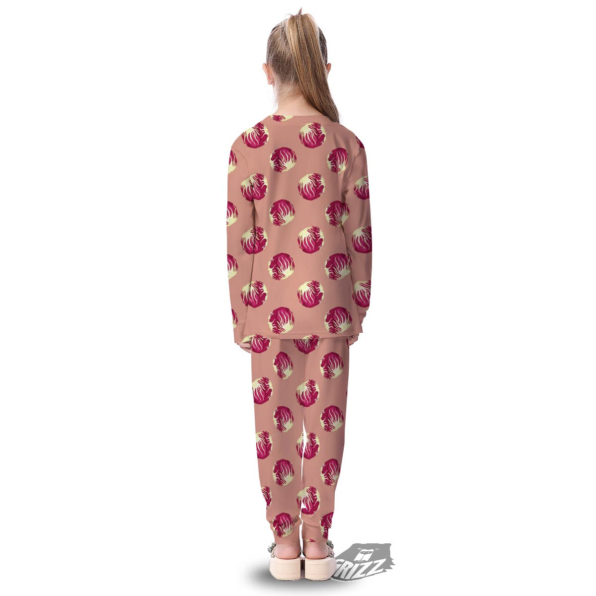 Cabbage Red Print Pattern Kid's Pajamas-grizzshop