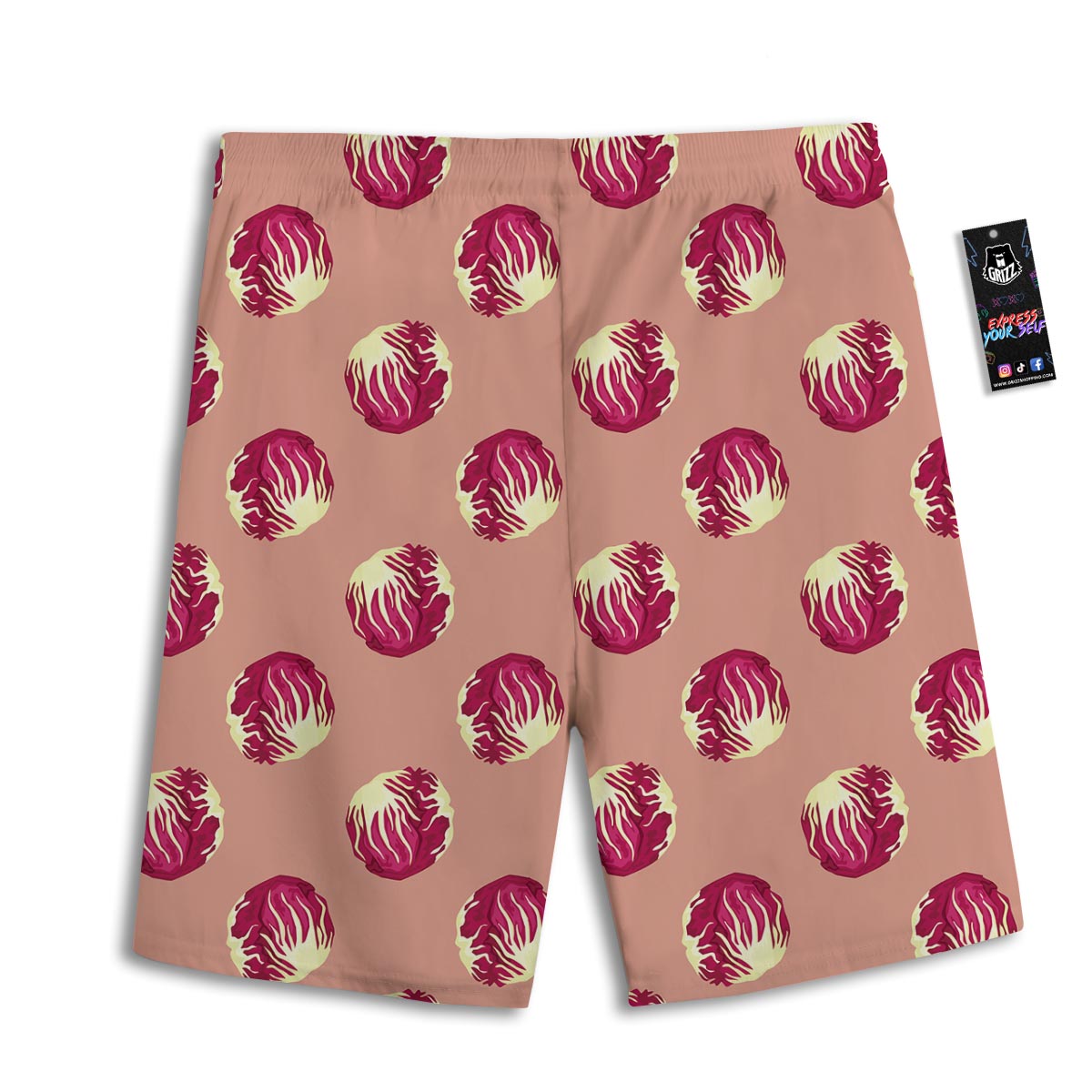 Cabbage Red Print Pattern Men's Athletic Shorts-grizzshop