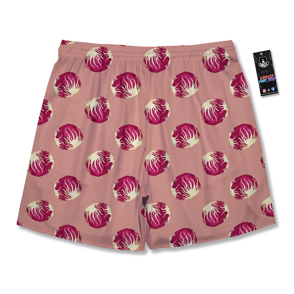 Cabbage Red Print Pattern Men's Running Shorts-grizzshop