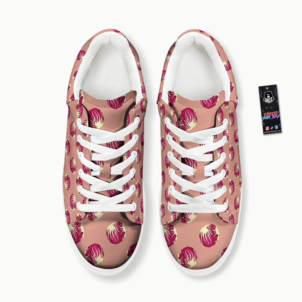 Cabbage Red Print Pattern Platform Shoes-grizzshop