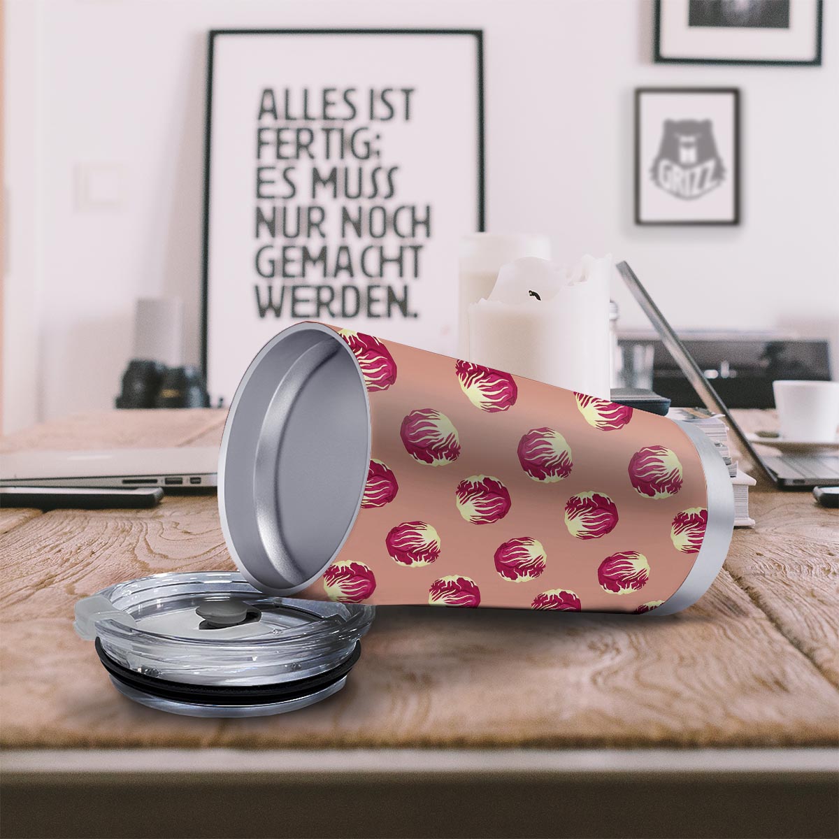Cabbage Red Print Pattern Tumbler-grizzshop
