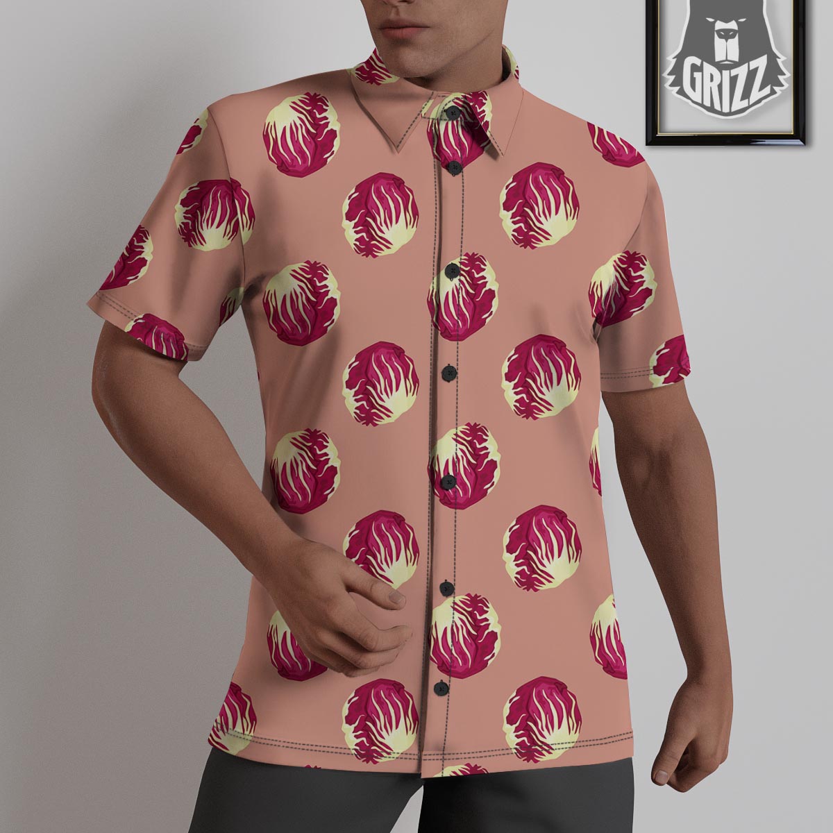 Cabbage Red Print Pattern Untucked Shirts-grizzshop