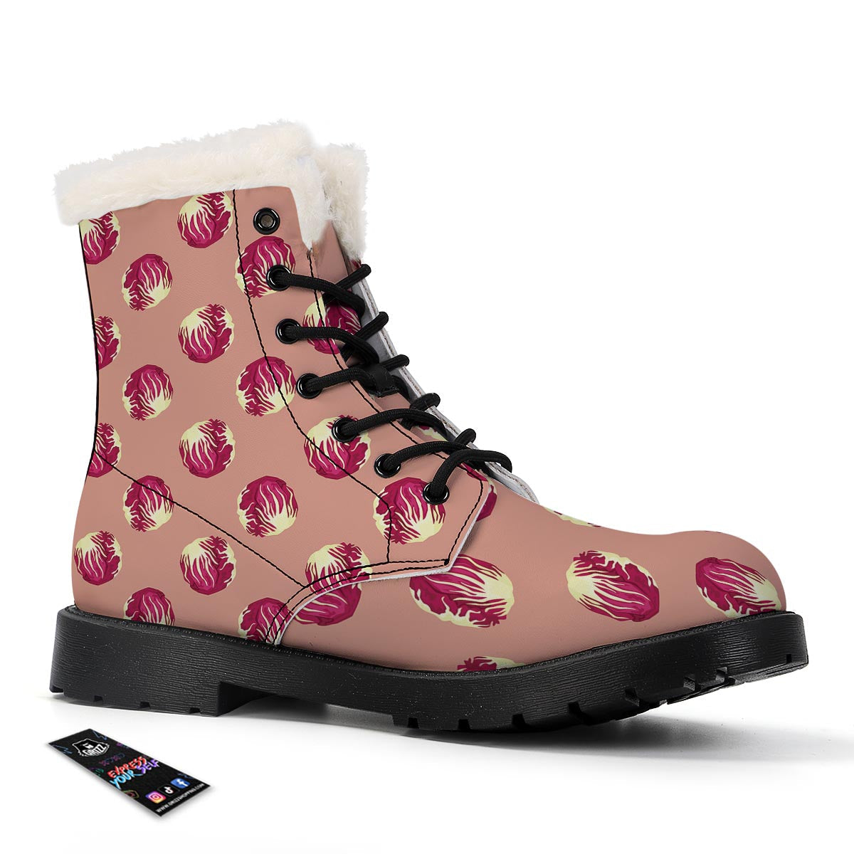 Cabbage Red Print Pattern Winter Boots-grizzshop