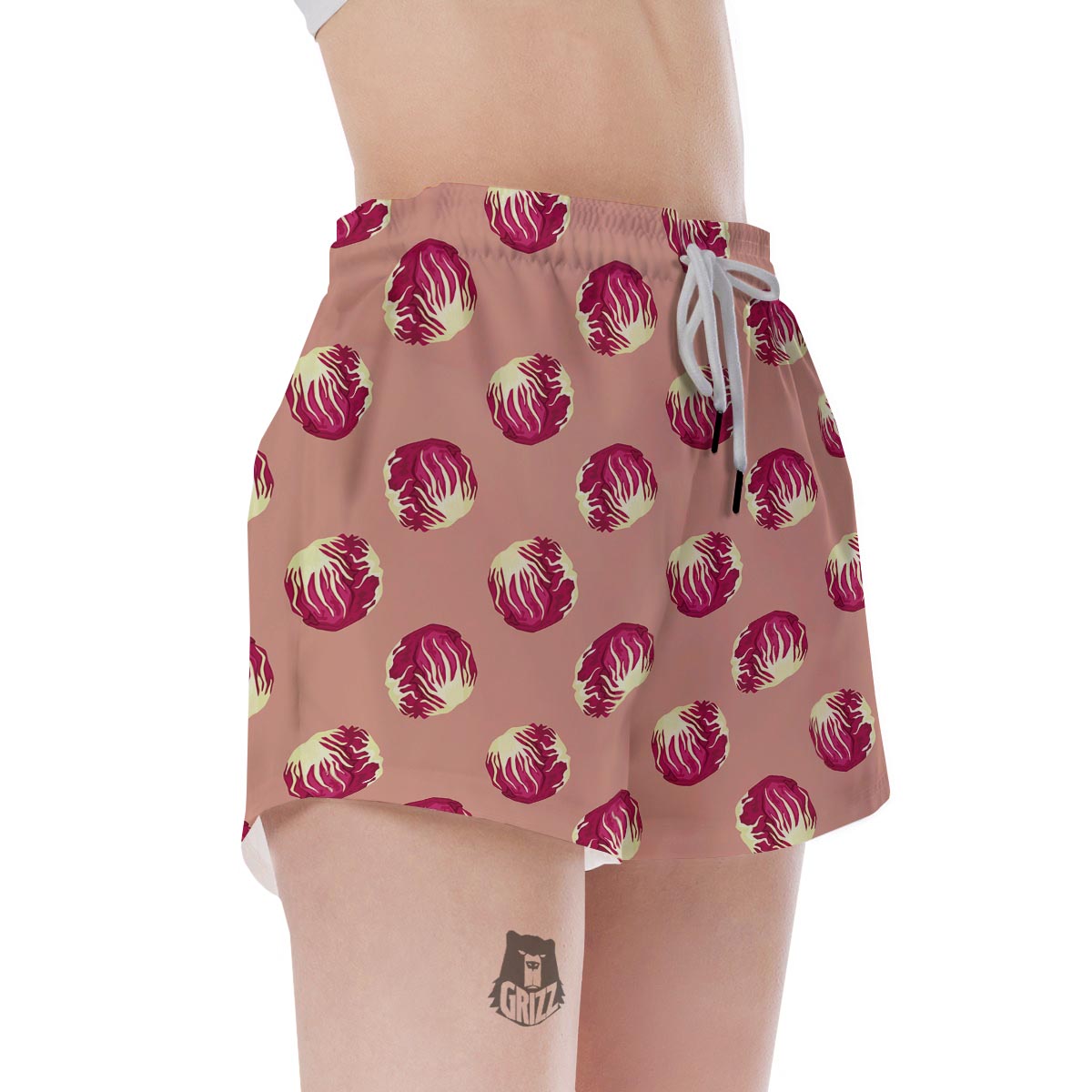 Cabbage Red Print Pattern Women's Shorts-grizzshop