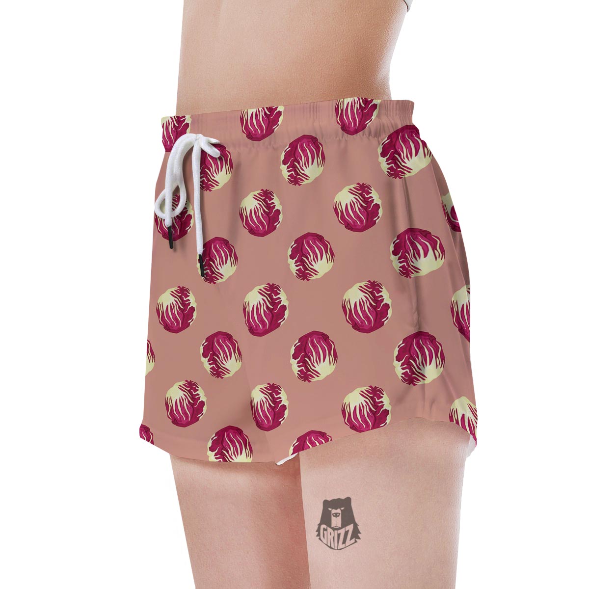 Cabbage Red Print Pattern Women's Shorts-grizzshop