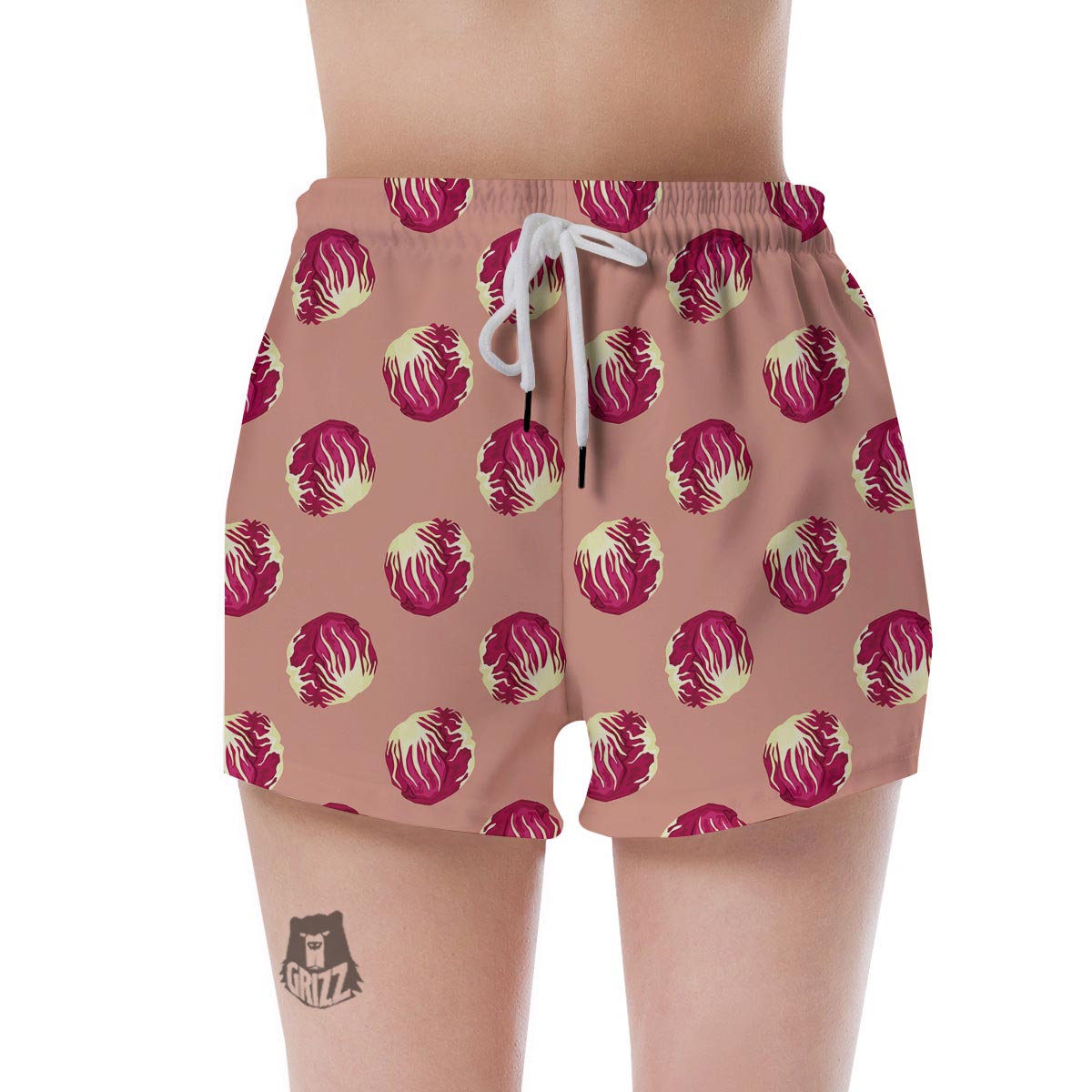 Cabbage Red Print Pattern Women's Shorts-grizzshop