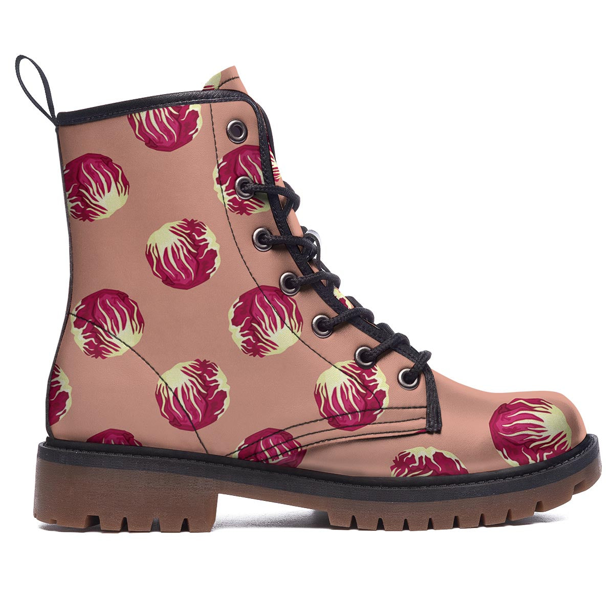Cabbage Red Print Pattern Work Boots-grizzshop