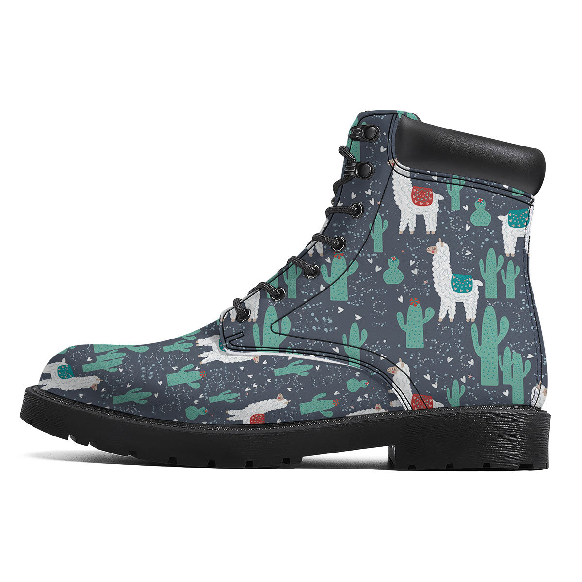 Cactus And Happy Llama Print Pattern Boots-grizzshop