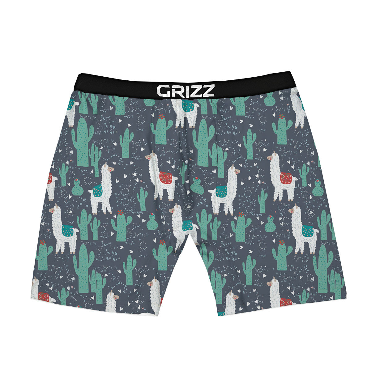 Cactus And Happy Llama Print Pattern Boxer Briefs-grizzshop