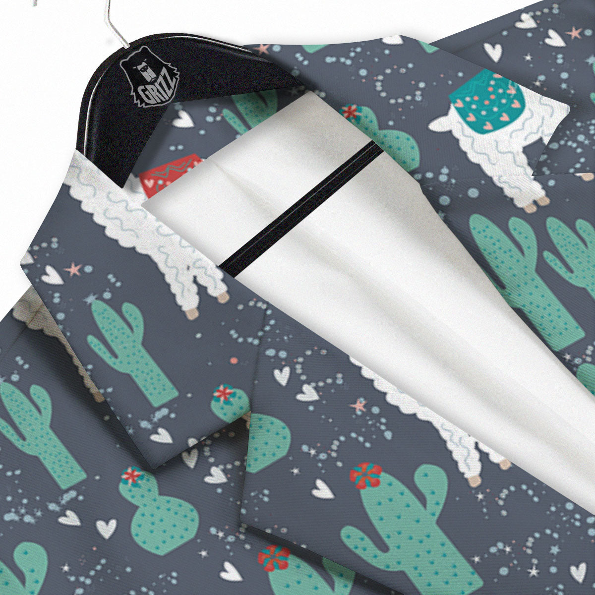 Cactus And Happy Llama Print Pattern Men's Sport Coat-grizzshop