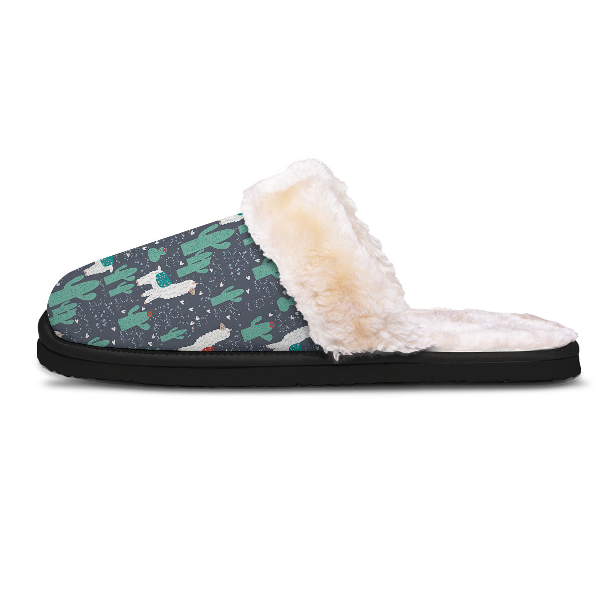 Cactus And Happy Llama Print Pattern Slippers-grizzshop