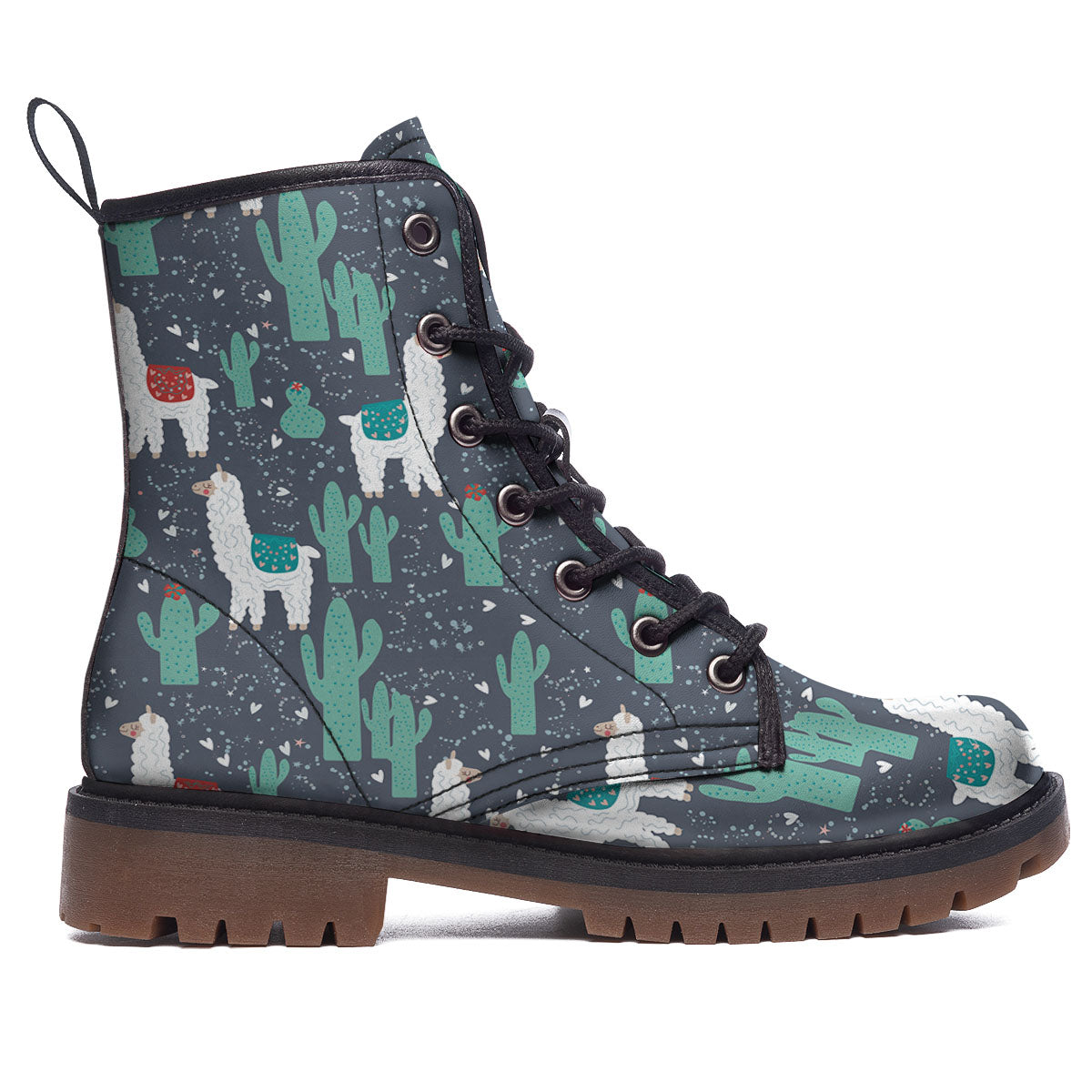 Cactus And Happy Llama Print Pattern Work Boots-grizzshop