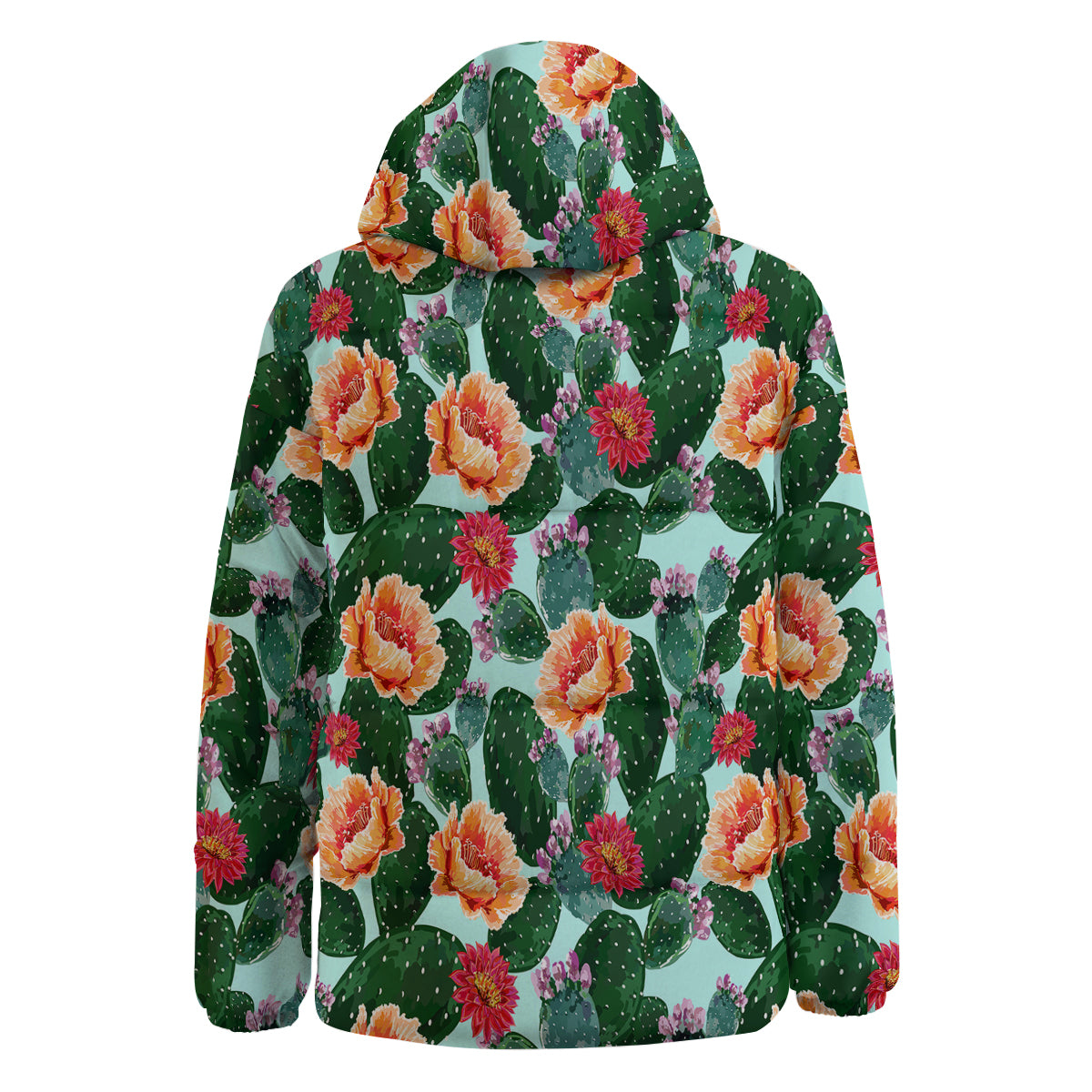 Cactus Blooming Watercolor Print Pattern Down Jacket-grizzshop