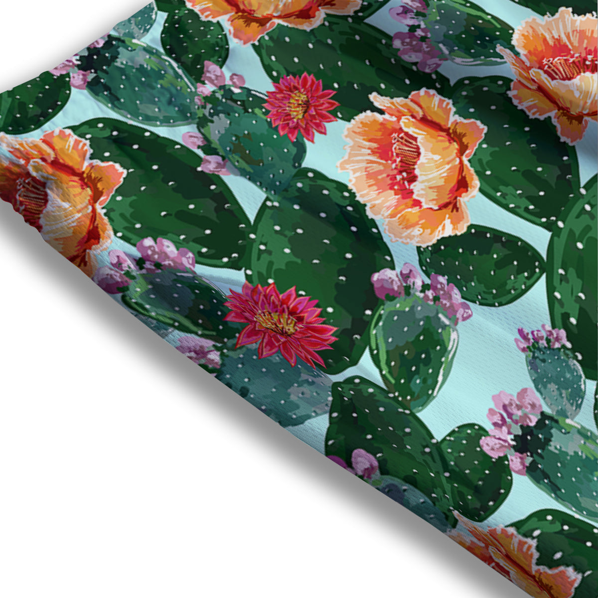 Cactus Blooming Watercolor Print Pattern Mesh Shorts