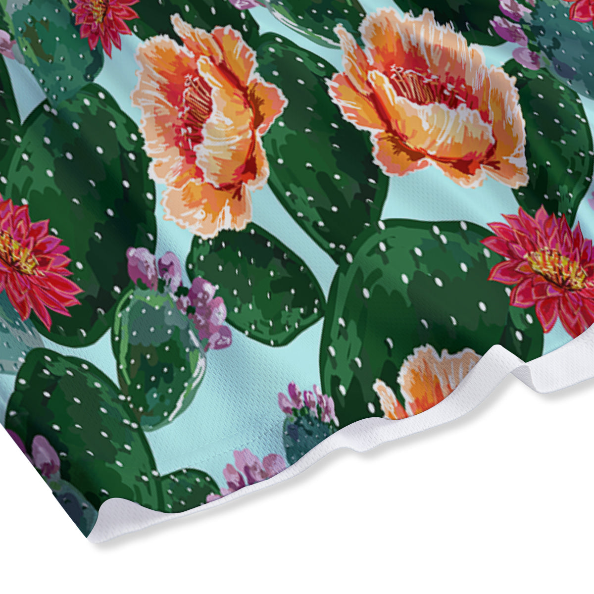 Cactus Blooming Watercolor Print Pattern Mesh Shorts