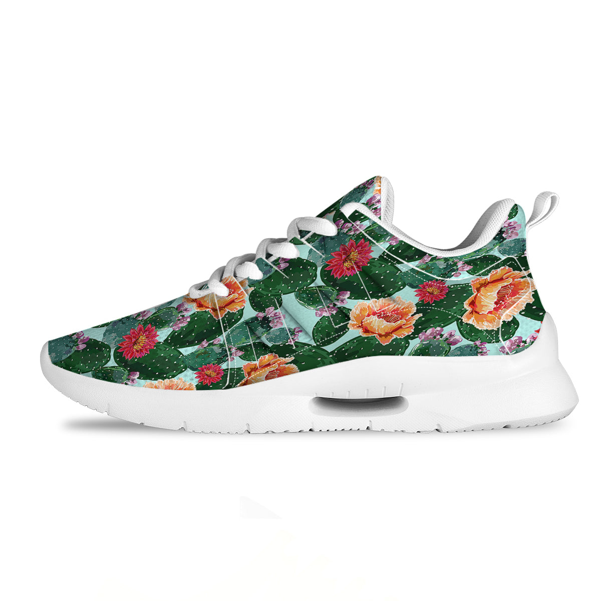 Cactus Blooming Watercolor Print Pattern Tennis Shoes-grizzshop