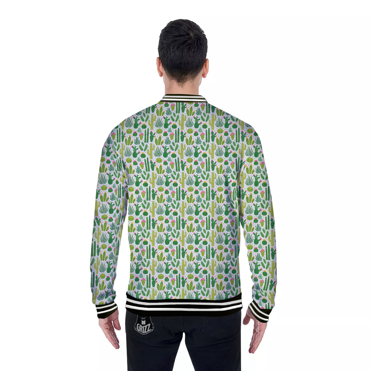Cactus Cute Cartoon Print Pattern Baseball Jacket-grizzshop