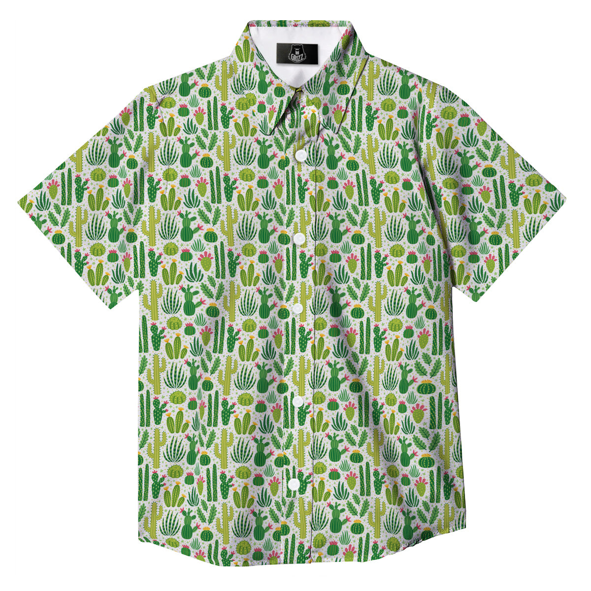 Cactus Cute Cartoon Print Pattern Button Up Shirt-grizzshop