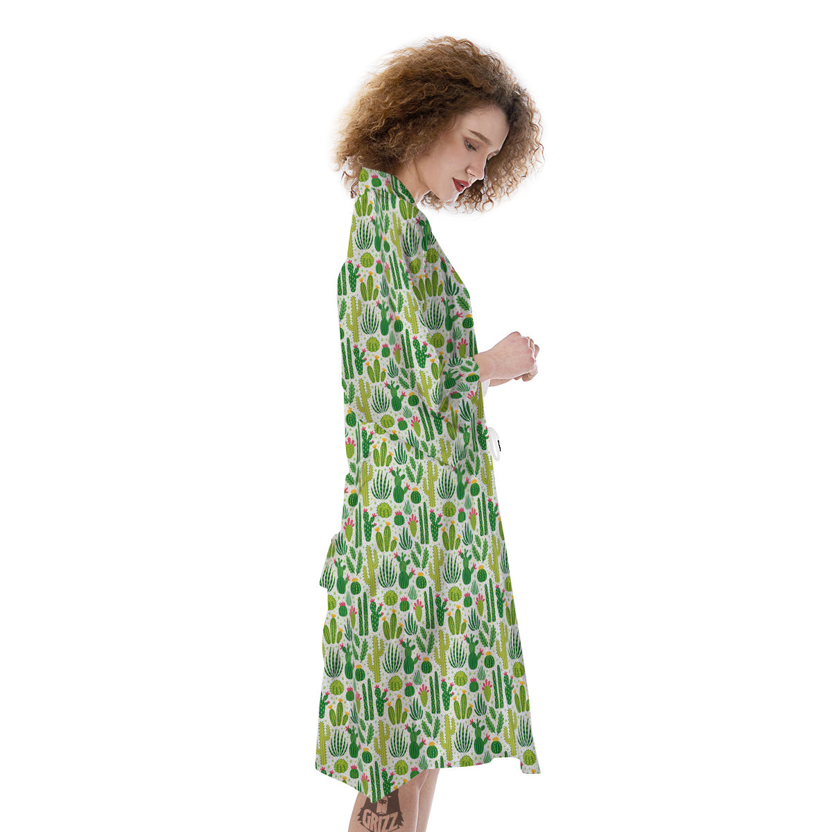 Cactus Cute Cartoon Print Pattern Kimono-grizzshop