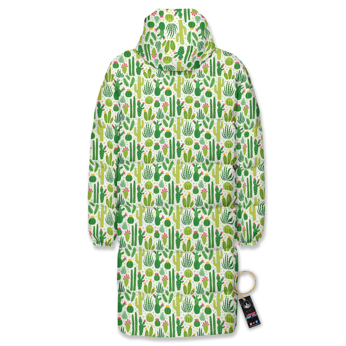 Cactus Cute Cartoon Print Pattern Long Down Jacket-grizzshop