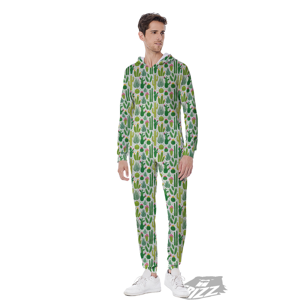Cactus Cute Cartoon Print Pattern Men's Jumpsuit-grizzshop