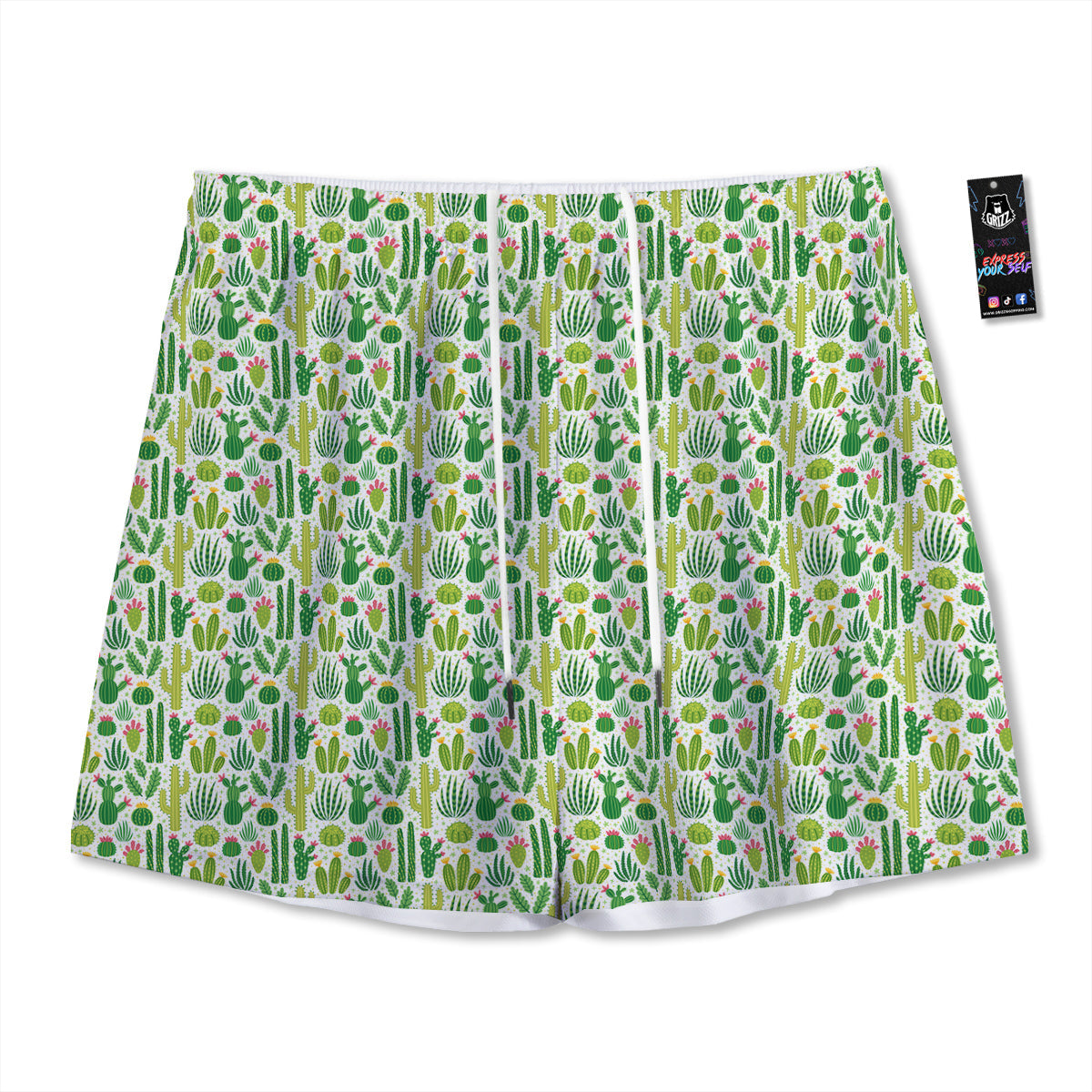 Cactus Cute Cartoon Print Pattern Mesh Shorts