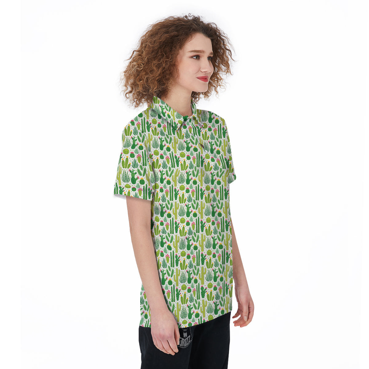 Cactus Cute Cartoon Print Pattern Women's Golf Shirts-grizzshop