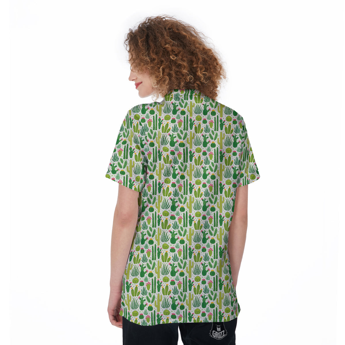 Cactus Cute Cartoon Print Pattern Women's Golf Shirts-grizzshop