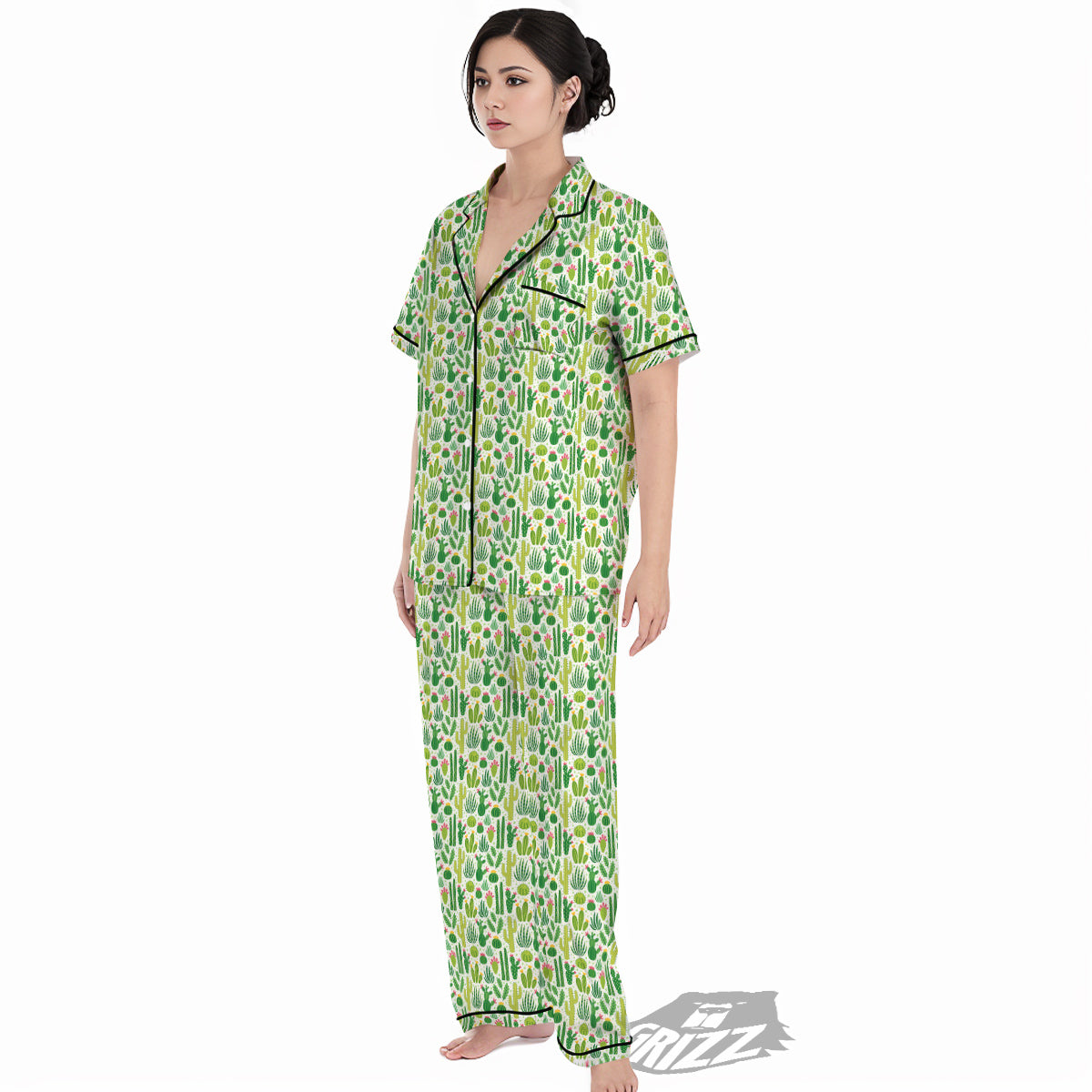 Cactus Cute Cartoon Print Pattern Women's Pajamas Set-grizzshop