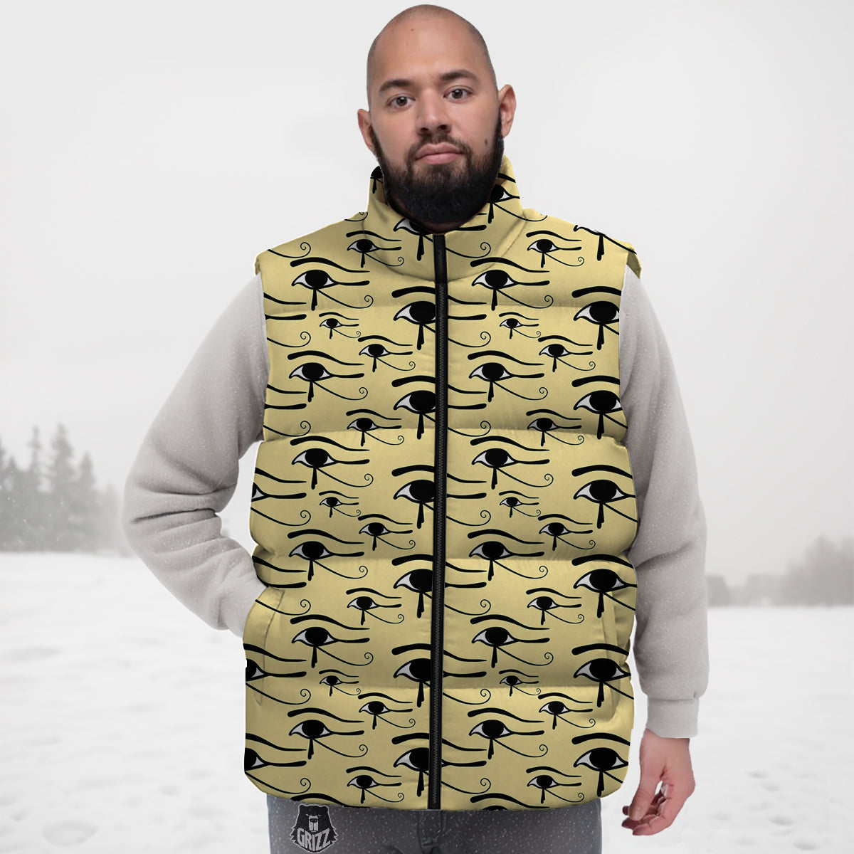 Cactus Llama Pattern Print Down Vest-grizzshop